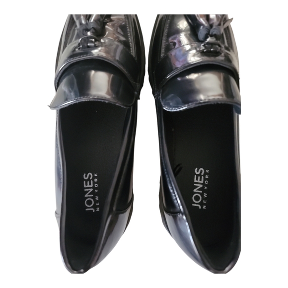 Jones NY Priscilla loafers black faux leather womens 8.5 academia preppy goth - Picture 2 of 7
